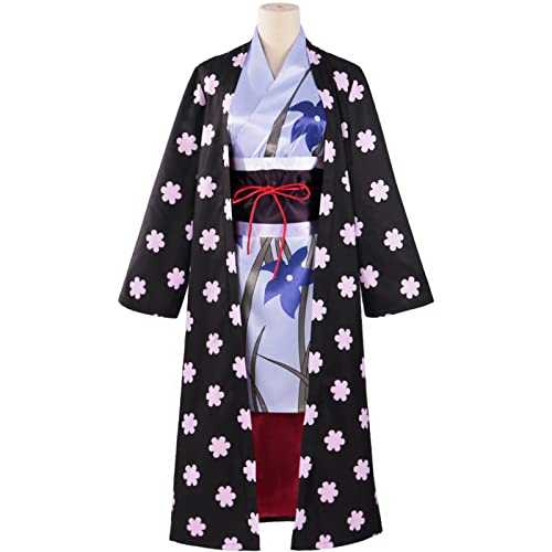 Teilwenl Wano Country Women Cosplay Kimono Costume Outfit Dress with Cloak