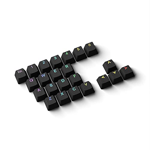 HK Gaming Rubber Keycaps Set | Anti-Slip Texture | Doubleshot Backlit Keycap Set | 23 Keys OEM Profile Key Set | for Mechanical Keyboard | Compatible with Cherry MX, Gateron, Kailh | Black
