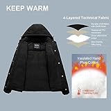 Pursky Women's Teen Lightweight Short Winter Hooded Coat Waterproof Warm Puffer Jacket Parka Black M