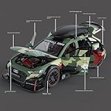 Alloy car Model Suitable for Audi RS6 Modified Version with Sound and Light 6 Door Pull Back Toy Station Wagon Music Model Ornaments (Color : Green Stand Box)