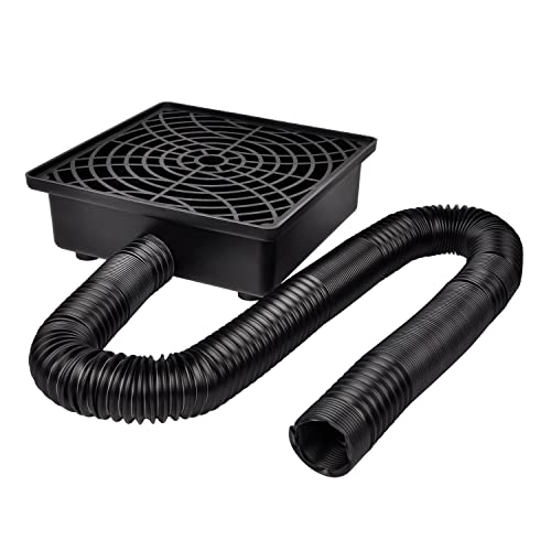 Prestantious Catch Basin Gutter Downspout Extensions, 12"×12" Low Profile Catch Basin Downspout Extender with 2" ID Flexible Pipe, No Deep Dig Needed, Rainwater Diverter, Pipe Stretched Length 8.2ft