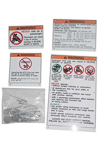 YANGCAN Warning Decals Stickers Labels Aluminum Backed Compatible with Yamaha Raptor Blaster Banshee