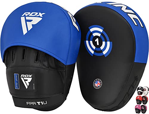 RDX Boxing Pads Focus Mitts, Maya Hide Leather Curved Hook and Jab Target Hand Pads, Great for MMA, Kickboxing, Martial Arts, Muay Thai, Karate Training, Padded Punching, Coaching Strike Shield