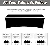 Fixwal 6FT Black Table Cloth Rectangle Tables, 10 Pack Spandex Table Cloths for 6 Foot Rectangle Tables, Fitted Rectangular Stretch, Washable Patio Table Cover (72Lx30Wx30H Inch)