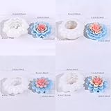 HOMYCOCO 4PCS Lotus Flower Flower Candle Mold Epoxy Resin Wax Mold Silicone Candle Molds for Candle Craft Making Christmas Gift Decoration