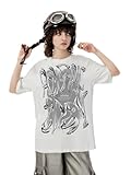 Aelfric Eden Metalic Graphic Tees Men Y2k Oversized T Shirts Women Vintage Tees Unisex Summer Tops White