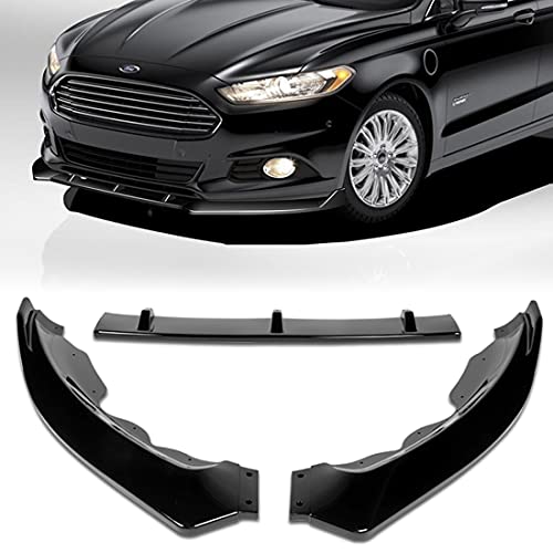 Q1-Tech Front Bumper Lip fit for mpatible with 2013-2016 Ford Fusion Mondeo, Front Bumper Lip Spoiler Air Chin Body Kit Splitter Painted Glossy Black ABS, 2014 2015 (STP-Style)