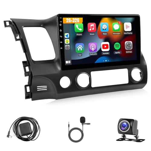 Android Car Radio for Honda Civic 2006 2007 2008 2009 2010 2011 with Apple Carplay Android Auto,10.1 Inch Screen with WiFi GPS Mirrorlink Rear Camera FM SWC (Honda Civic 2006-2011)
