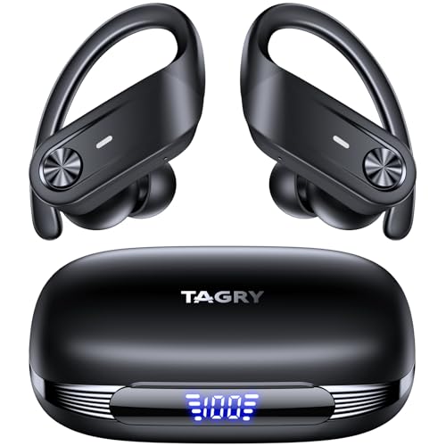 TAGRY Wireless Earbuds Blueetooth Headphones 80Hrs Playtime Power Display IPX7 Waterproof Sport Ear Buds with Deep Bass in Ear Earphones for Running Workout Exercise Gym Black