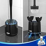 MR.SIGA Toilet Bowl Brush and Holder, Premium Quality, with Solid Handle and Durable Bristles for Bathroom Cleaning, Black, 1 Pack