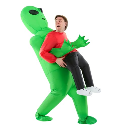 Morph Red Inflatable Alien Costume Adult, Blow Up Alien Abduction Costume, Halloween Costumes for Adults