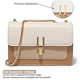 Crossbody Bags Cute Faux Leather Trendy Cross Body Purses for Women Small Color-Block Designer Handbags Ladies Satchel Chain Strap Shoulder Bag Beige White