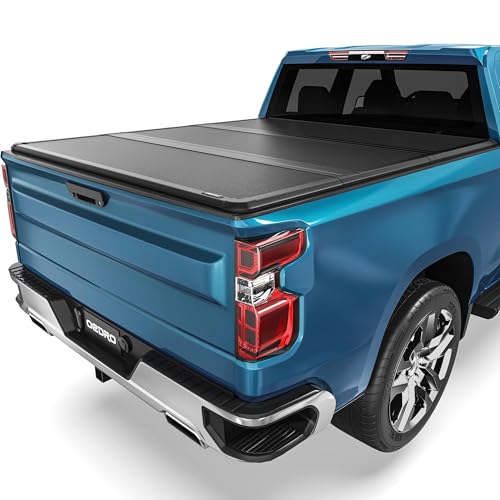 OEDRO FRP Hard Tri-fold Tonneau Cover Fold Truck Bed Covers Compatible with 2020 2021 2022 2023 2024 2025 Chevy Silverado/GMC Sierra 2500 3500HD with 6.9 Feet Bed