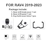 YAKANEY for RAV4 2019-2025 Gear Shift Protective Panel, Cup Holder Trims, Gear Shift Knob Cover Interior Center Console Anti-Scratching Protector for Toyota RAV 4- Sporty Carbon Fiber