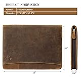 Ringsun Leather Portfolio Organizer with Zipper for Men Women, Leather Padfolio Business Resume Legal Pad Portfolio Notebook Binder for A4/Pad, Leather Folio Leather Folder, Brown