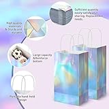 Estune 30 Pcs Iridescent Gift Bags with Handle Holographic Party Favor 8.3 x 5 x 3.2 Inch Glitter Foil Paper Handbag Candy Goodie Bag for Wedding Baby Shower Birthday