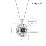 PUPILLEMON Sterling Silver Sun and Moon Pendant Necklace for Women, Black Onyx Necklace Jewelry Gift for Women