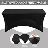 Fixwal 6 Pack Table Cover, 6FT Spandex Table Cloth Fitted Rectangular Tablecloth Resistant Stretch Rectangular Patio Table Cover for Event, Wedding, Banquet, Party (Black, 72L x 30W x 30H Inch)