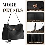 Leather Suede Tote Bag for Women: Genuine Leather Shoulder Handbag - Large Suede Purse Satchel Bag (Black)