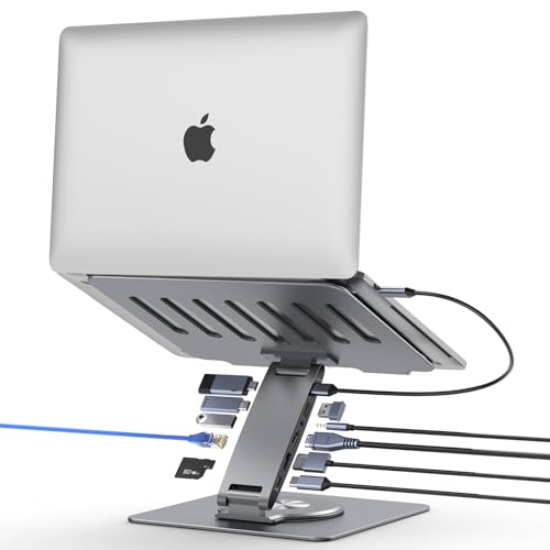 Laptop Docking Station Stand 11-IN-1 Triple Display HDMI DP 4K60Hz Gigabit Ethernet USB3.1 PD100W SD/TF Card Reader Audio 360°Swivel Laptop Stand with USB Hub for MacBookPro/Air/Dell/HP/Surface/Lenovo