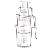 Amazing Abby - Melissa - Unbreakable Plastic Measuring Cups (4-Piece Set), Food-Grade Measuring Jugs, 1/2/4/8-Cup Capacity, Stackable and Dishwasher-Safe, Great for Oil, Vinegar, Flour, More