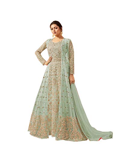 Delisa Indian/Pakistani Bollywood Party Wear Long Anarkali Gown for Womens LT New (Light Green, MEDIUM-40)