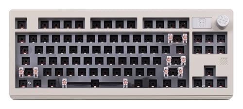 KEEBMONKEY WK870 Gasket Aluminum Hot-Swappable Remappable RGB Mechanical Keyboard Kit with Pre-Installed Stablizers Barebones, PC Plate with Foam and Dampening Pad Thock(White)