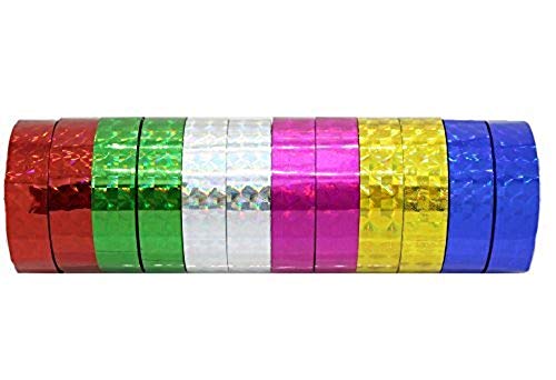 Hula Hoop Washi Prism Tape (12 Pack) 1/2" (12MM) x 25 Feet (3.5M)- 6 Holographic Colors - 2 Rolls of Each Color. Great for Fishing Lure, Arts and Craft Kids Projects.