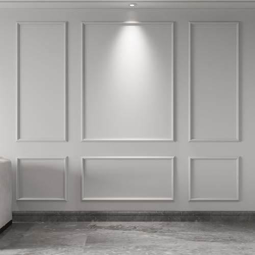 Art3d Pre-Cut Wall Molding Set of 6 pcs, Ready-to-Assemble Wainscoting Panels for Interior Wall Décor Living Room Bedroom Accent Wall - Installed with Glue, 3 Top 3 Bottom
