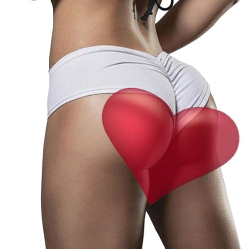 HYTENSUN Women's Cheeky Bikini Bottoms Sexy High Waisted Ruched Brazilian Cut Swim Bottom White