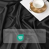 THXSILK Silk Duvet Cover, 100% 7A+ Mulberry Silk Comforter Cover, Seamless, Breathable, Easy Care Zipper Closure, 1 Duvet Cover Only - King, Black