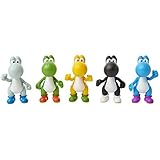 Super Mario Yoshi Action Figures Green, Blue, White, Yellow & Black 2.5-Inch Mini Figure 5-Pack