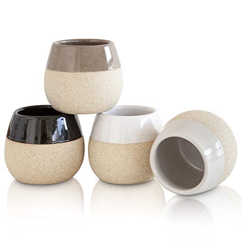 Ceramic Espresso Cups Set of 4, 4.5oz capacity - Cortado Macchiato Coffee Mugs for Nespresso Machine - Espresso Glasses - Demitasse Cups - Tazas de Cafe - Espresso Accessories - Expresso Coffee Cup