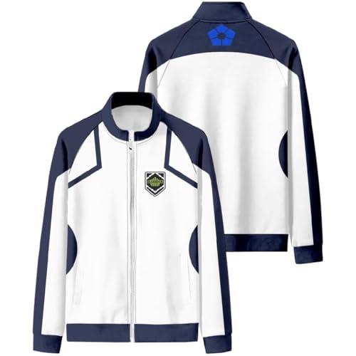 WJHYWDH Blue Lock Cosplay Costume Anime Zipper Sport Coat Trousers Merch 3D Print Unisex Jacket Pants Suit (Only Coat,X-Large)