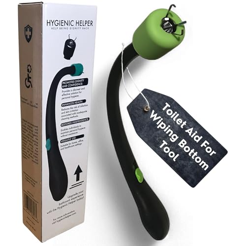 Hygienic Helper Personal Care Toilet Aid for Limited Mobility - Butt Wiper Tool with Ergonomic Thumb Switch and Far Reaching Wand Holds Tissue or Wet Wipes