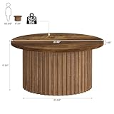 Tribesigns 31.5" Round Coffee Table, Farmhouse Circle Coffee Table with Metal Base, Modern Wood Accent Center Table Sofa Side Table for Living Room, Home Office, Wood Grain Veneer Top