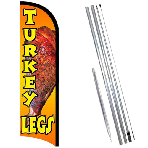 Vista Products Turkey Legs Premium Windless Feather Banner Flag Kit (Flag, Pole, & Ground Mt)