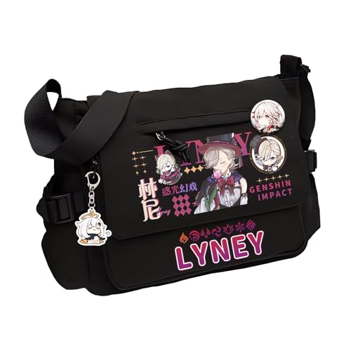 Dalicoter Genshin Impact Handbag Lyney Crossbody Bag Cute Single Shoulder Bag Adult 3D Print Anime Backpack Bag