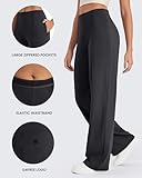 G4Free Black Wide Leg Pants with Pockets Stretchy Yoga Dress Pants Women Casual Sweatpants Comfy Travel Business Casual Trousers Pants(Black,M,31")