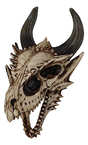 Ebros Gift Jurassic Beowulf Gnarling Dragon Head Skull Realistic Fossil Wall Sculpture Or Desktop Statue Paperweight 11.75" H for Medieval Fans Game of Thrones Dungeons and Dragons Fantasy Decor