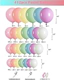 412pcs Pastel Balloon Garland Arch Kit 18 12 10 5 Inch Different Sizes Macaron Assorted Colors Balloon Latex Colorful Balloons for Baby Shower Girls Birthday Wedding Easter Rainbow Party Decoration