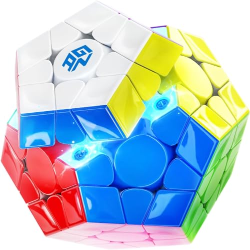 GAN Megaminx Maglev, Pentagonal Magnetic Speed Cube 160 Magnets, 36 Customizable Hand Feels, 90° Corner Cutting, Stickerless Puzzle STEM 3D Toy for Kids Beginners Practice, UV Coated-Black Base