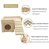 Acsist Wooden Hamster Hideout Hamster Wood House with Ladder Habitats Decor Detachable Small Animals Cage Accessories for Rat Gerbils and Other Small Pets