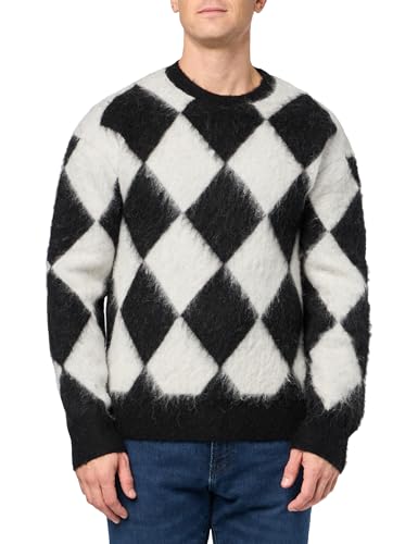 AllSaints Men's Joker Crew Neck Sweatshirt, Black/White