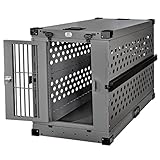 K9 Kennel Boss - Heavy Duty Fully Collapsible Powder-Coated Aluminum Dog Crate - Large (Gray)