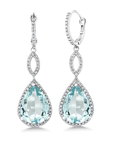 Gem Stone King 925 Sterling Silver Long Drop Dangle Elegant Wedding Bridal Chandelier Teardrop Earrings for Women | 2 Inch | Pear Shape 16X12MM | 20.00 Cttw