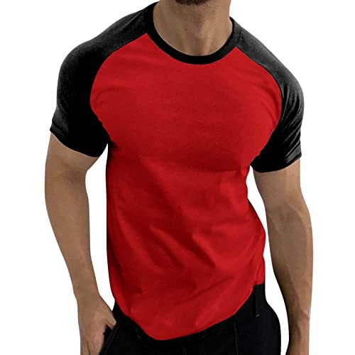 TMJSPOYOU Camisetas para Hombre, Estilo Casual, Vintage, ajustadas, de Manga Corta y Larga, para deportes activos, gimnasio, entrenamiento, béisbol, senderismo Watermelon Red