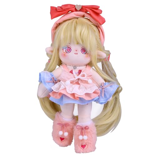 DarkBlue- 30CM Original Cute Dolls Kawaii, Plush Cotton Doll,Anime Plush Soft Stuffed Dress Up Doll,with Jointed Skeleton&Doll Clothes, Long Hair, Long Legs, Children’s Anime Plush Cotton Doll (Luna)