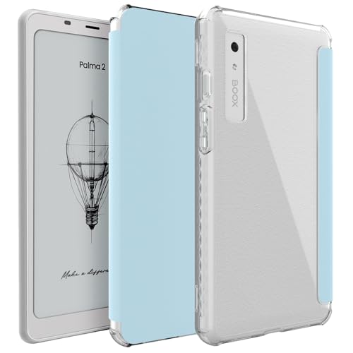 TUDIA SKN FLIP V2 Designed for Onyx Boox Palma 2 Case - [Enhanced Auto Wake/Sleep Technology] Shockproof Slim Transparent TPU Back with Textured Leather Cover (Blue, with Auto Wake/Sleep)