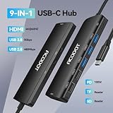 USB C Hub, Acodot 9 in 1 USB C to 4K@60HZ HDMI Multiport Adapter, 3 USB 3.0 Ports, SD/TF Card Reader, 100W PD, USB C Hub Multiport Adapter Desigend for MacBook Pro Air HP XPS etc, Black